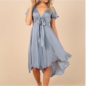 Silky Blue Cut Out Dress